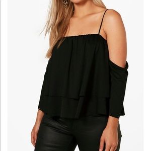 Boohoo Double Layer Off The Shoulder Top